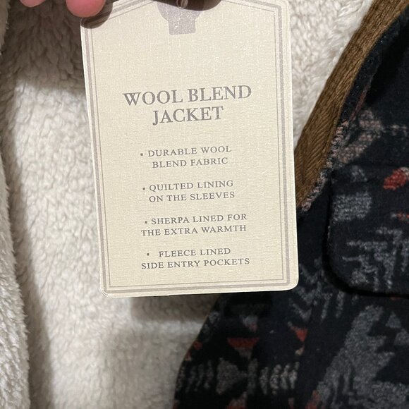 NWT Jachs New York Men's L Western Pattern Wool Blend Sherpa Lined Shirt Jacket - Picture 5 of 7